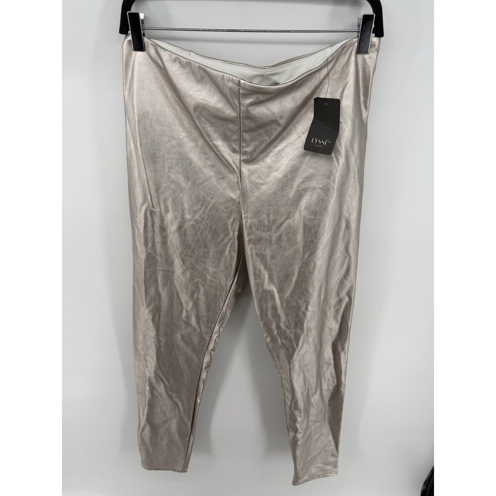 LYSSE Silver Faux Leather Pull On Pants NWT Size XL